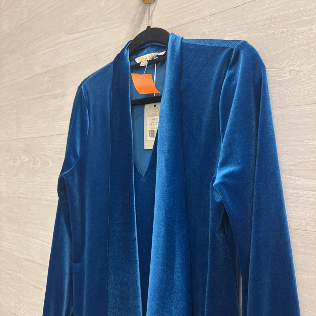 Boden Blue Velour Tie Front Long Sleeve V Neck Top 6