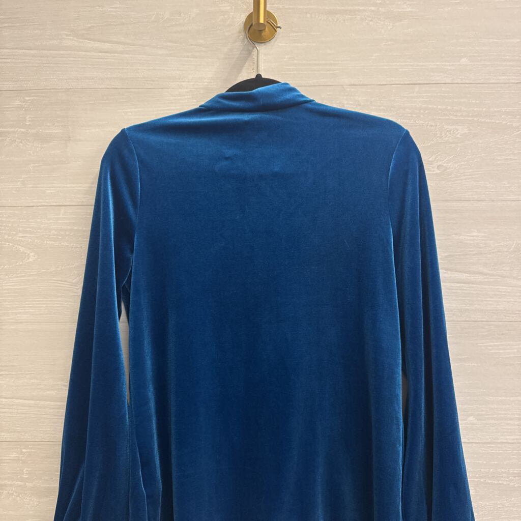 Boden Blue Velour Tie Front Long Sleeve V Neck Top 6