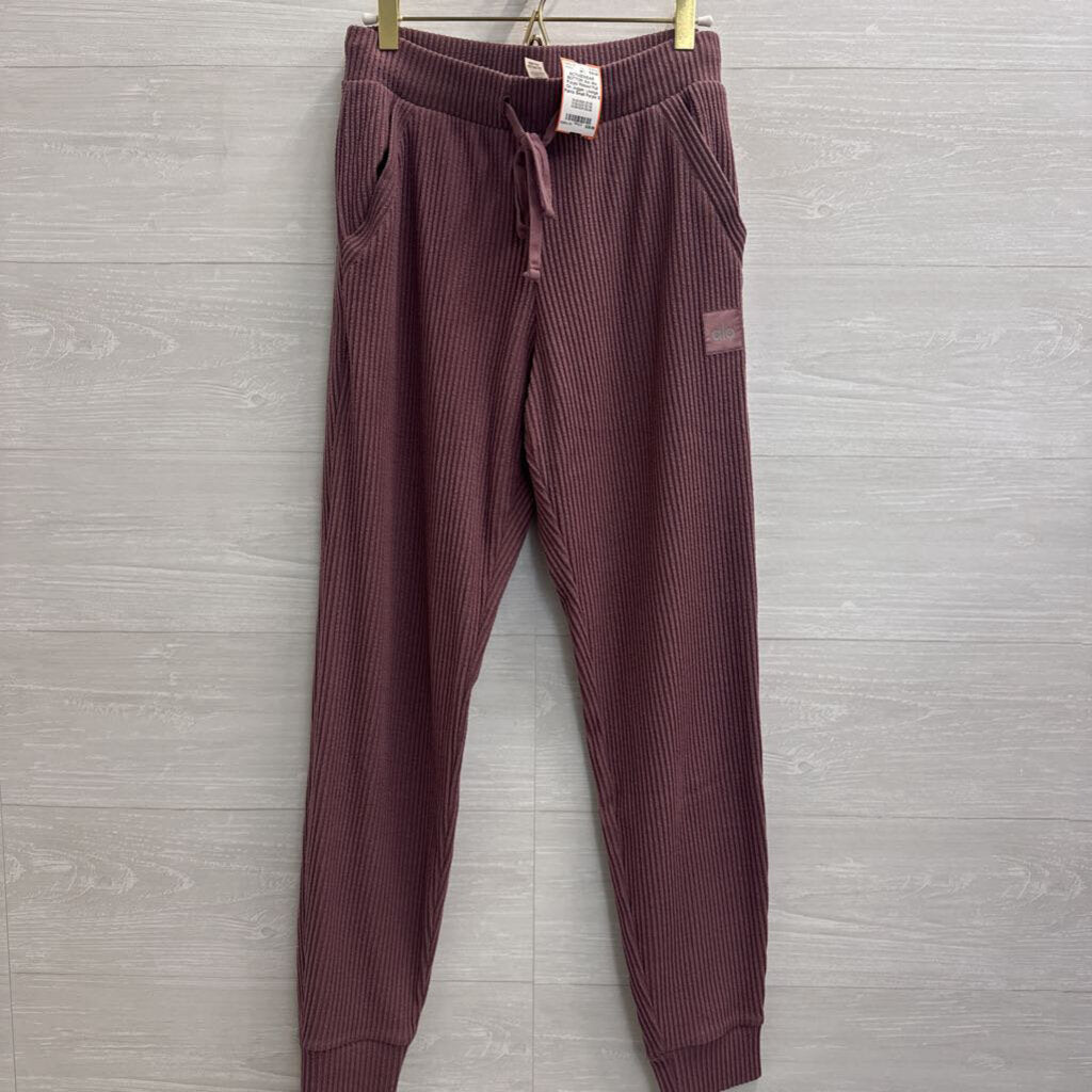 Alo Purple Ribbed Pull On Jogger Lounge Pants Small