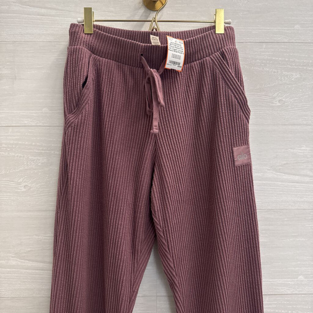 Alo Purple Ribbed Pull On Jogger Lounge Pants Small