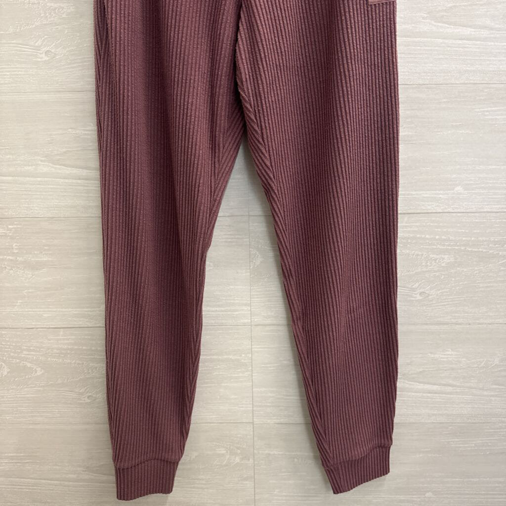 Alo Purple Ribbed Pull On Jogger Lounge Pants Small