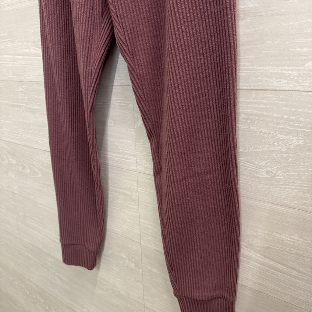 Alo Purple Ribbed Pull On Jogger Lounge Pants Small