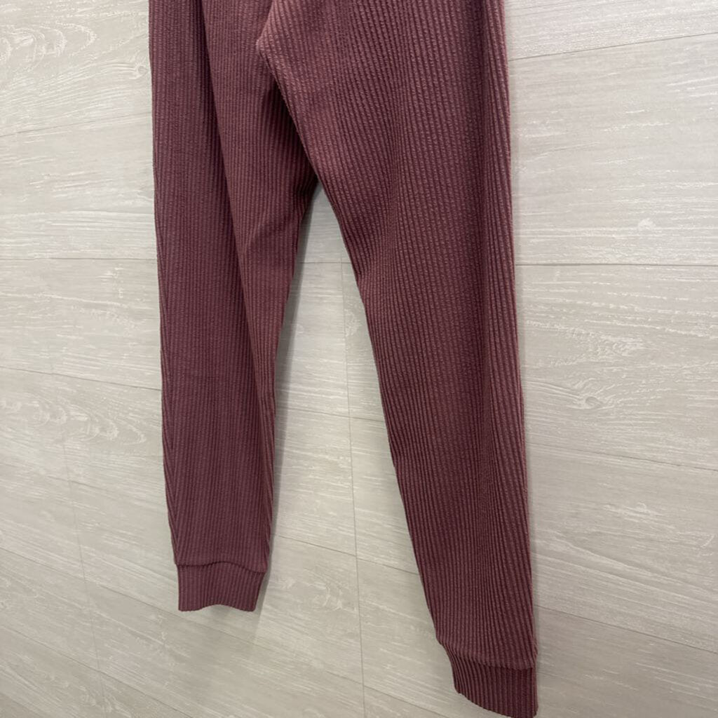 Alo Purple Ribbed Pull On Jogger Lounge Pants Small
