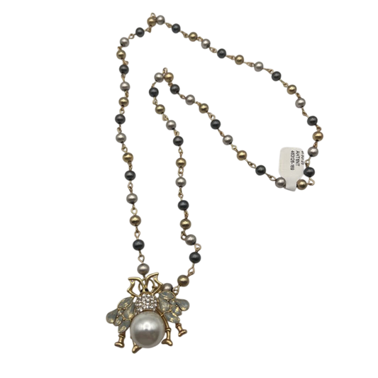 Gold/ Multi Pearl Insect Pendant Necklace