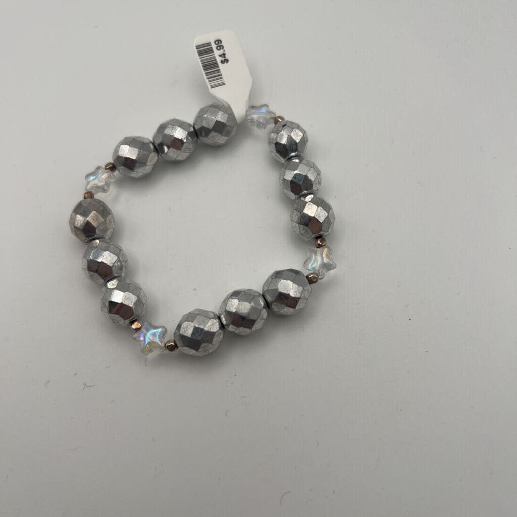 Silver Beaded Stretchy Bracelet