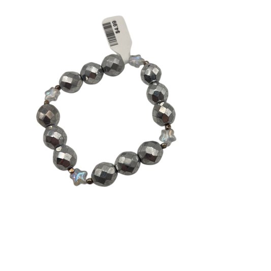 Silver Beaded Stretchy Bracelet