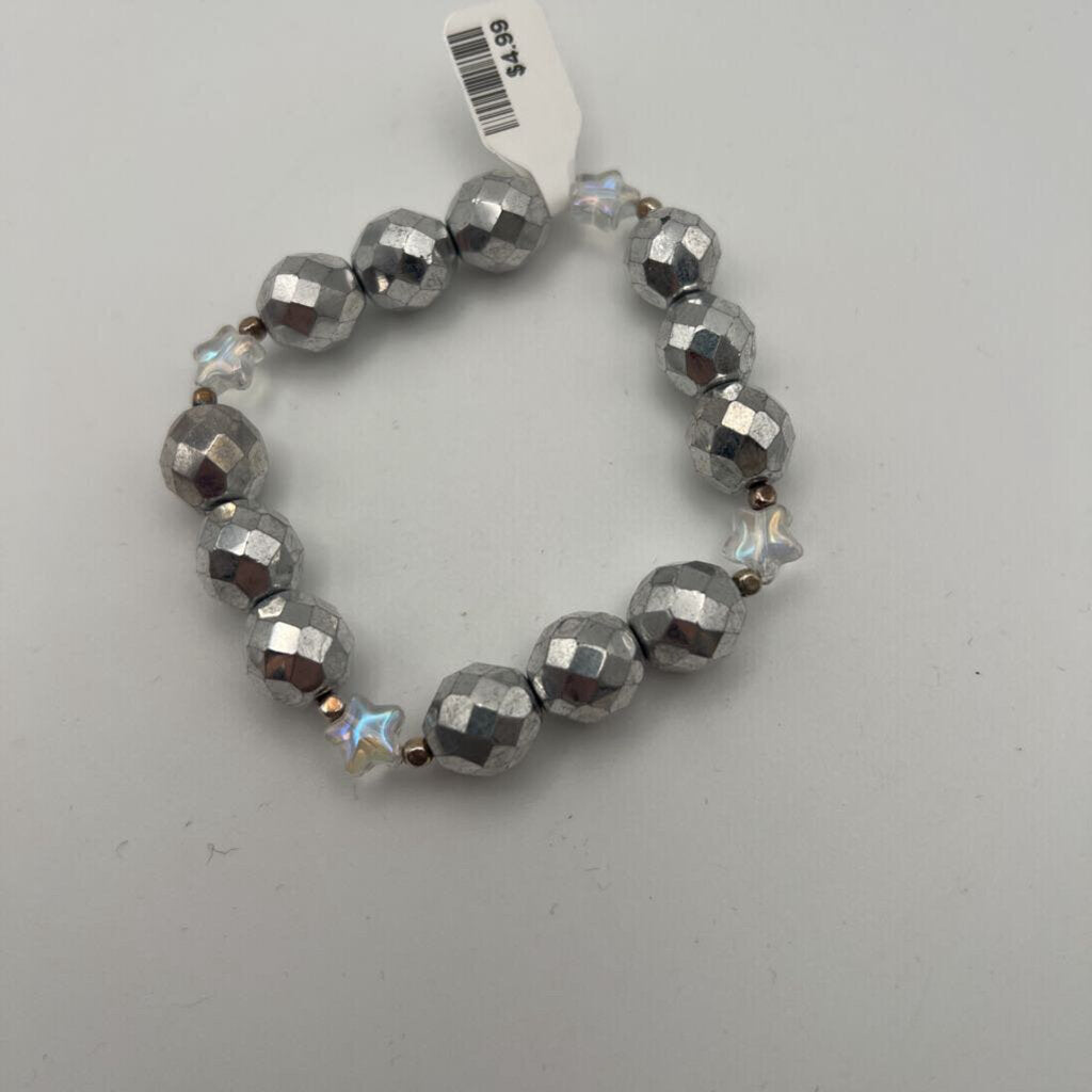 Silver Beaded Stretchy Bracelet