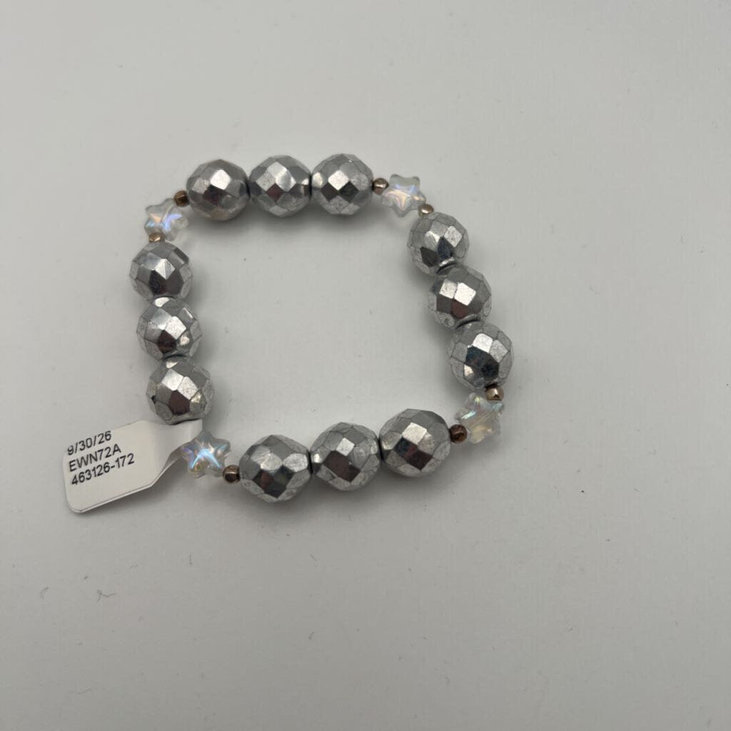 Silver Beaded Stretchy Bracelet