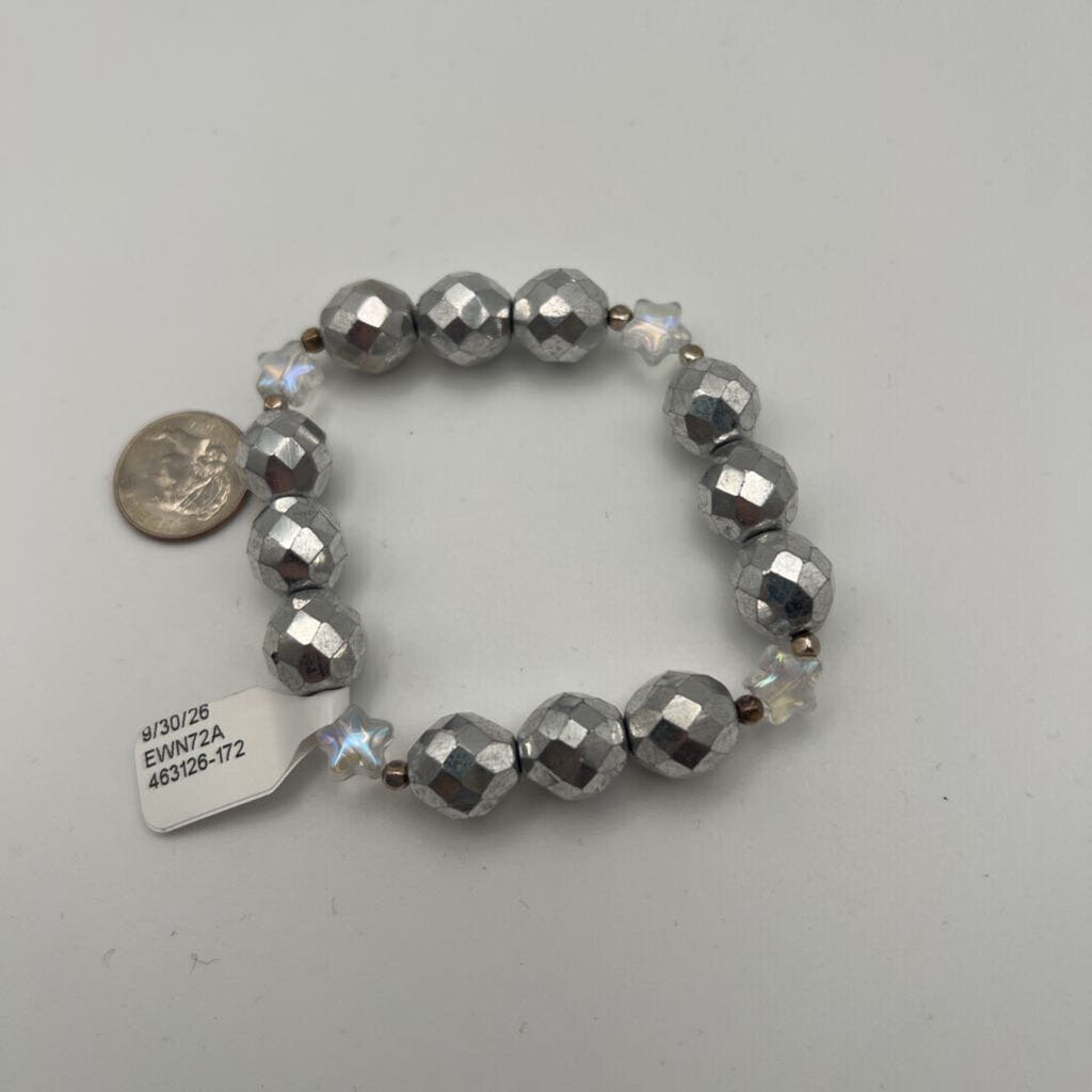 Silver Beaded Stretchy Bracelet