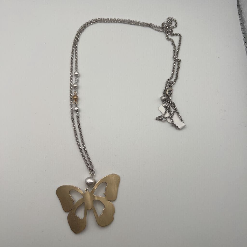 Silver Butterfly Pendant Necklace