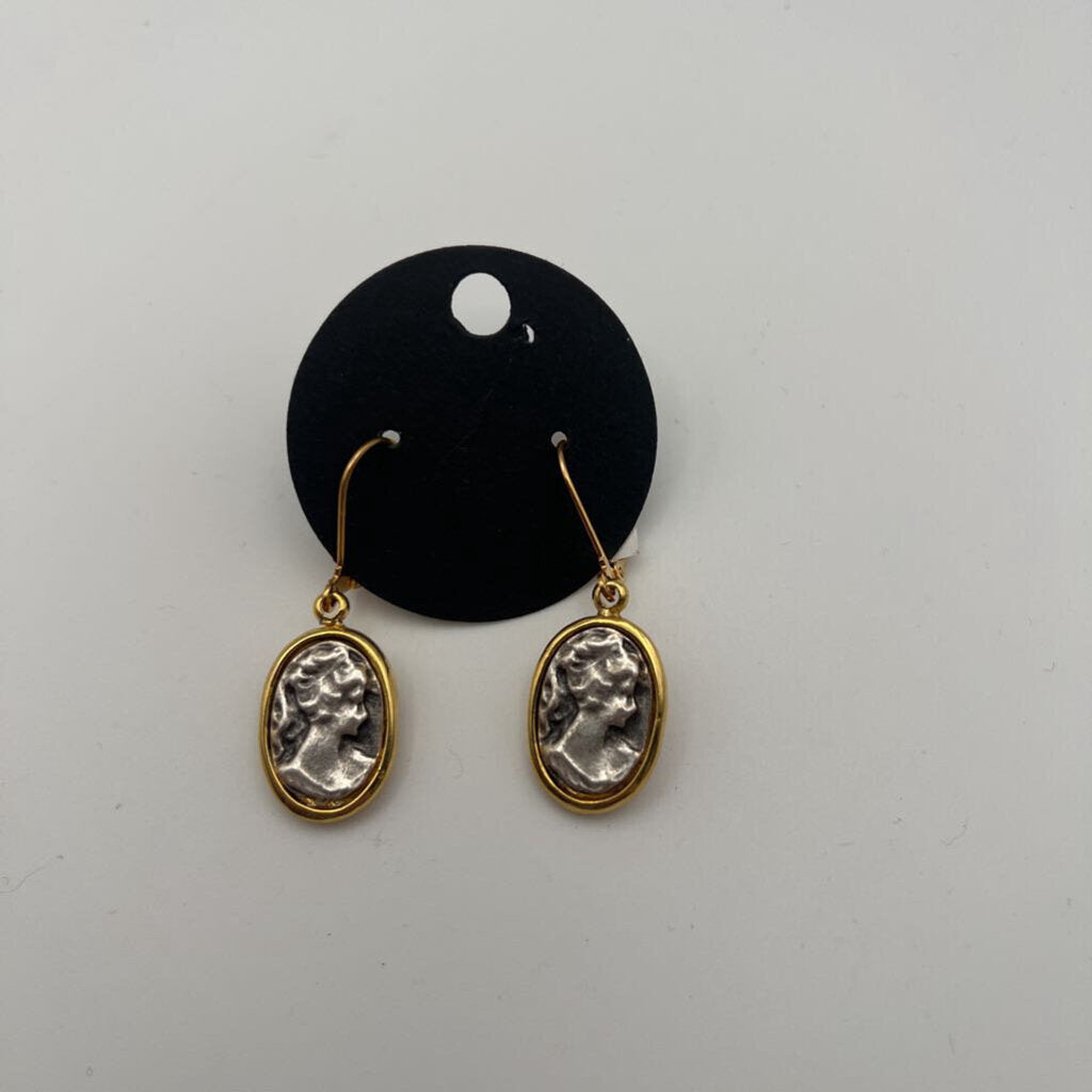 Gold/ Silver Cameo Earrings
