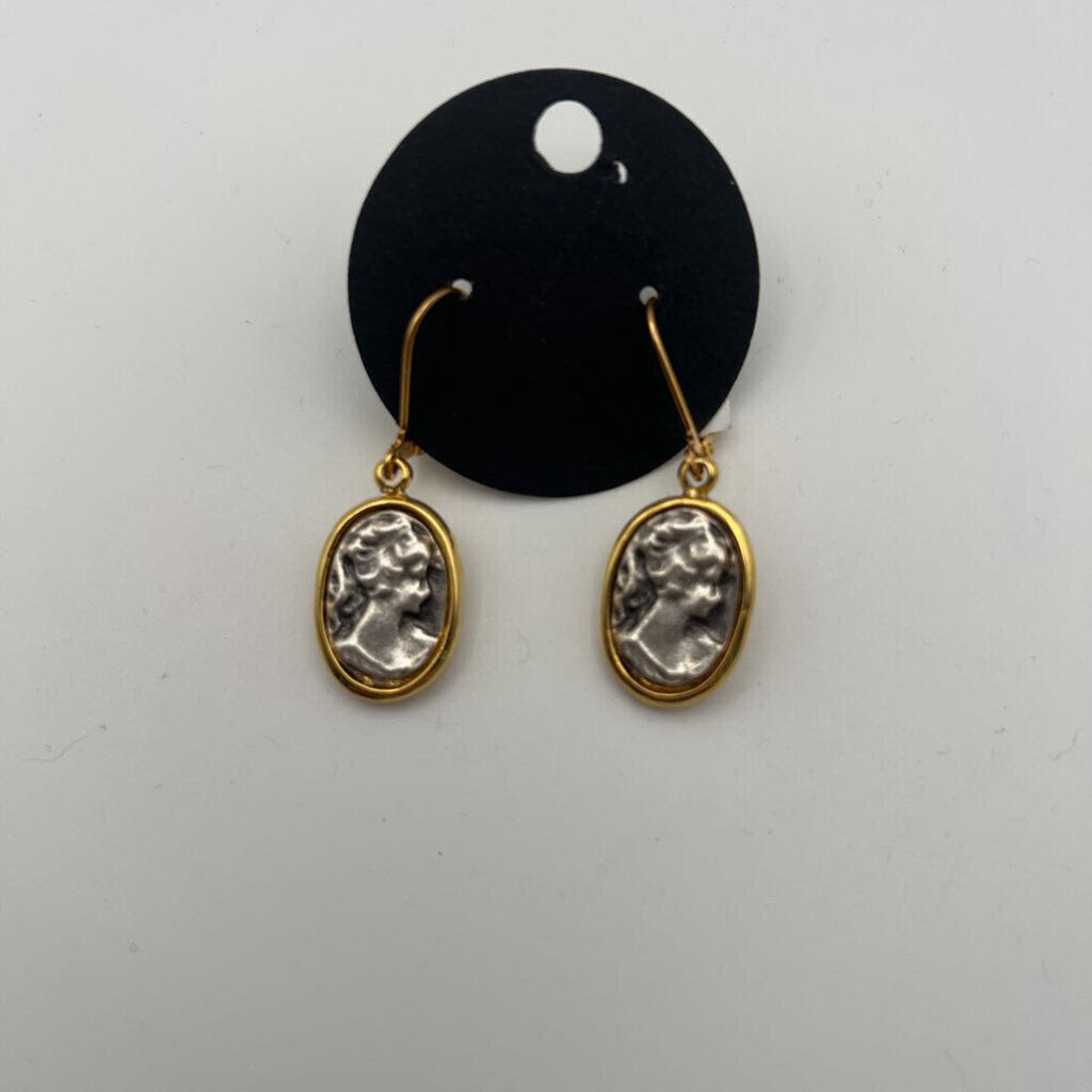 Gold/ Silver Cameo Earrings