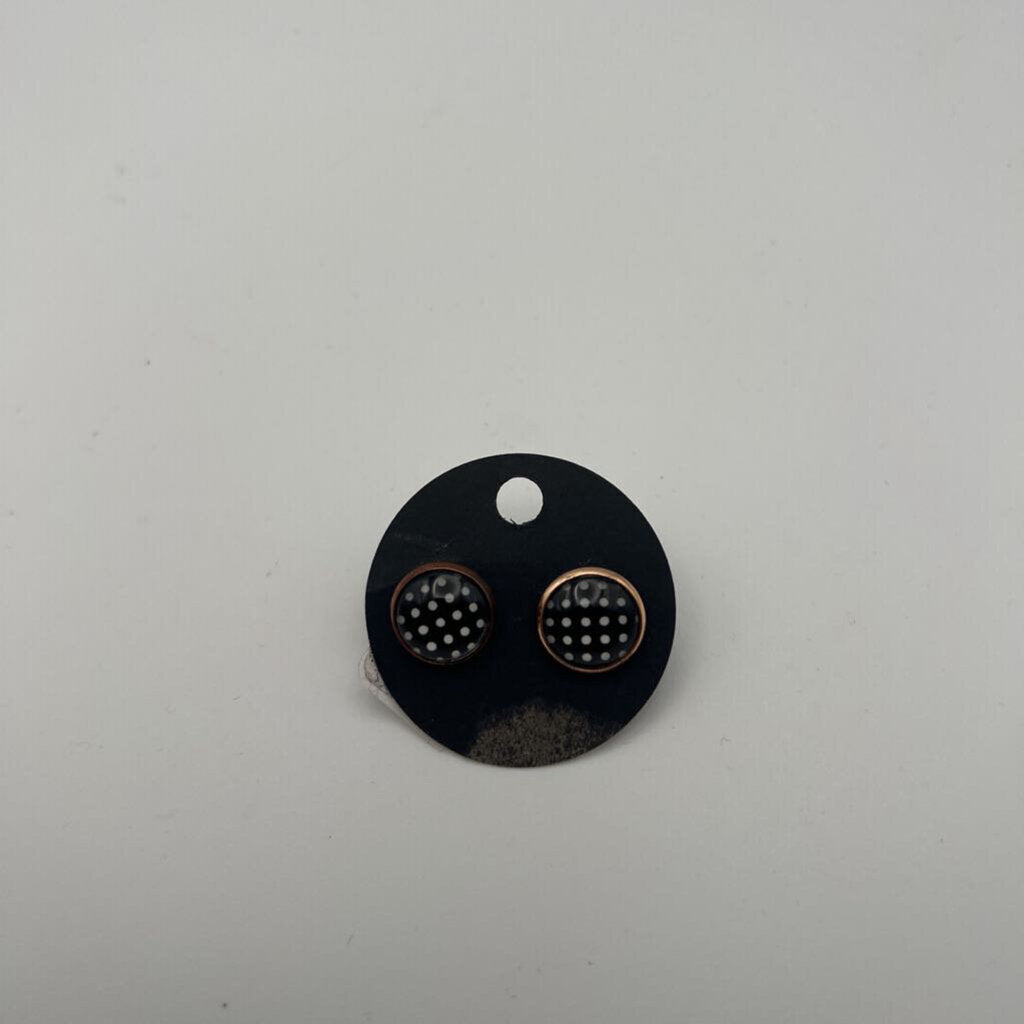 Gold/ Black Polka Dot Stud Earrings
