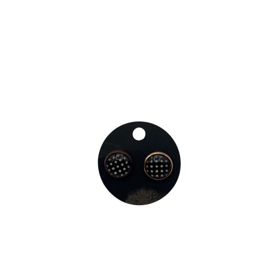 Gold/ Black Polka Dot Stud Earrings