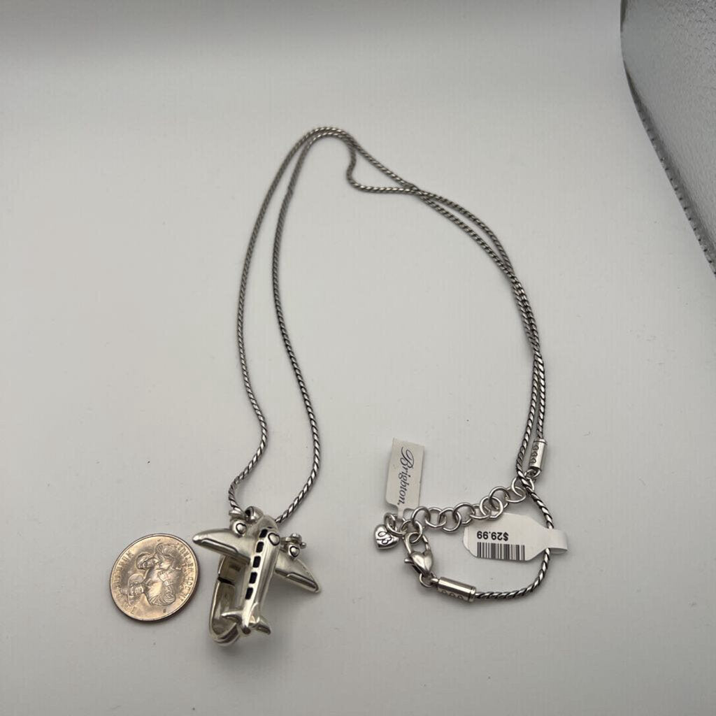 Brighton Silver Aviation Clip Necklace