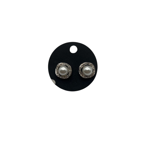Silver Rhinestone/ Pearl Stud Earrings