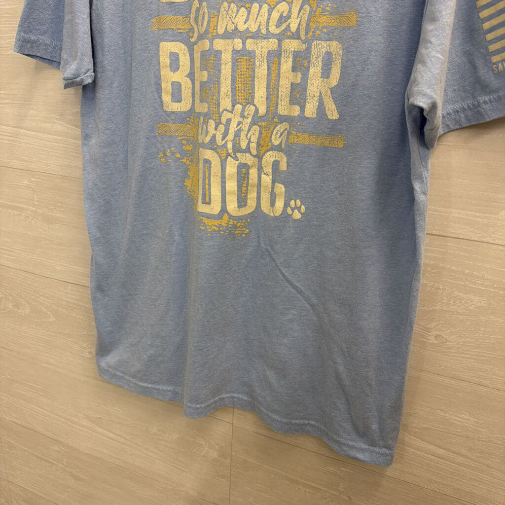 TVP Blue/ White Life Is Better With A Dog Short Sleeve Graphic Tee Extra Large