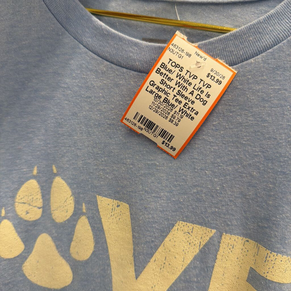 TVP Blue/ White Life Is Better With A Dog Short Sleeve Graphic Tee Extra Large