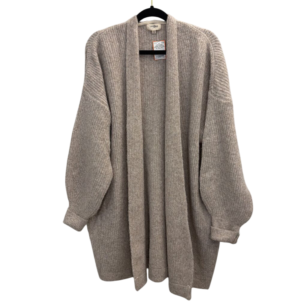 Umgee Soft Grey Open Front Sweater 1XL