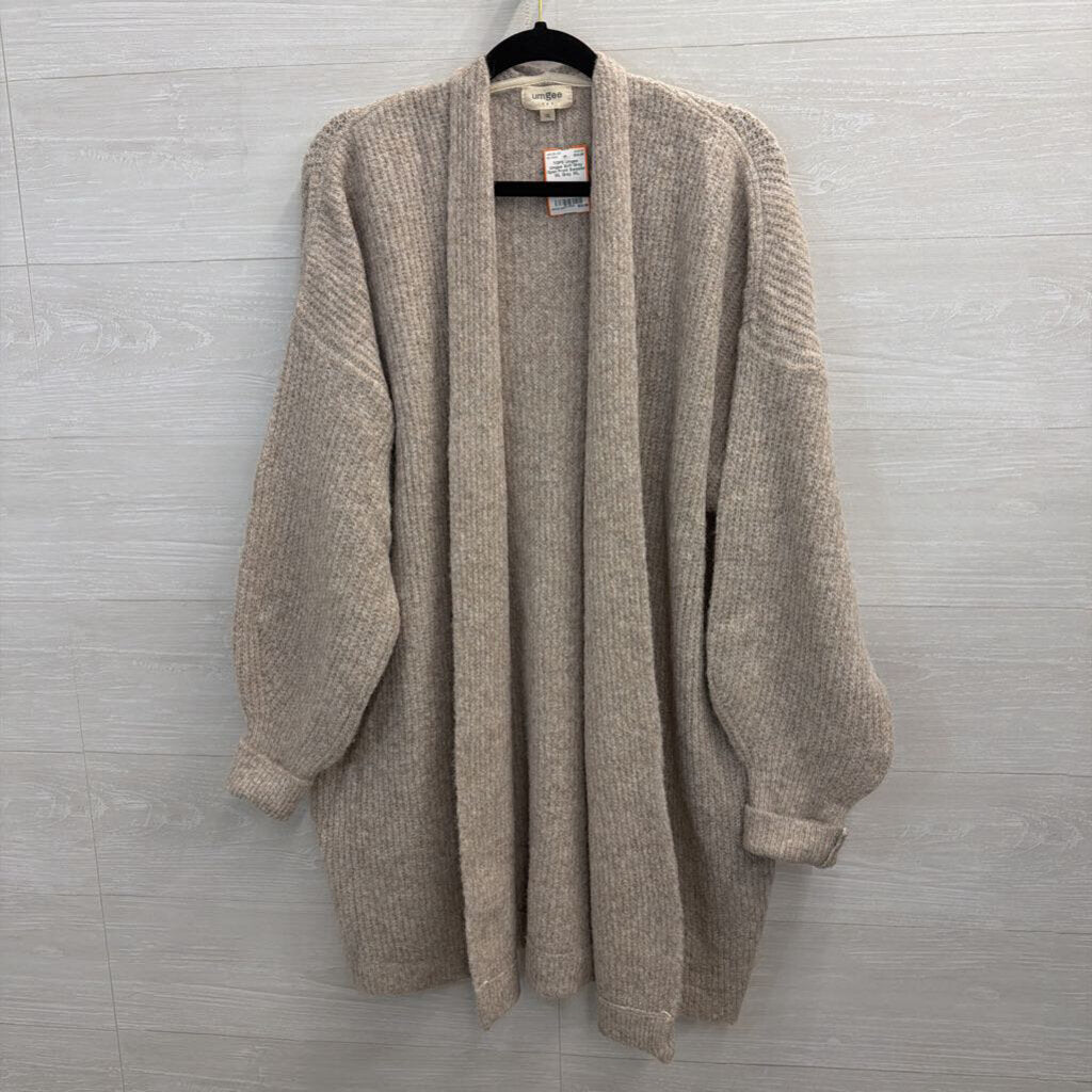 Umgee Soft Grey Open Front Sweater 1XL