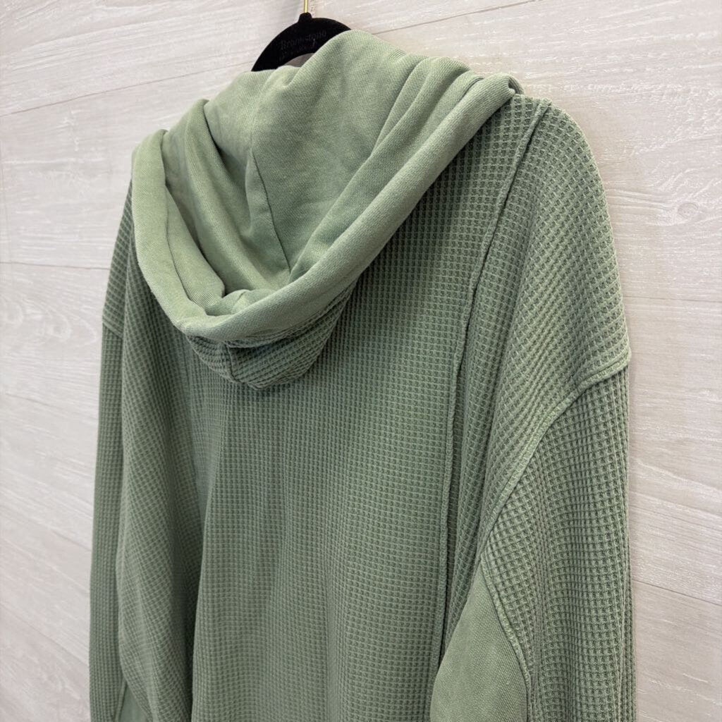 Natural Reflections Green Waffle Knit Hooded Shacket Extra Large