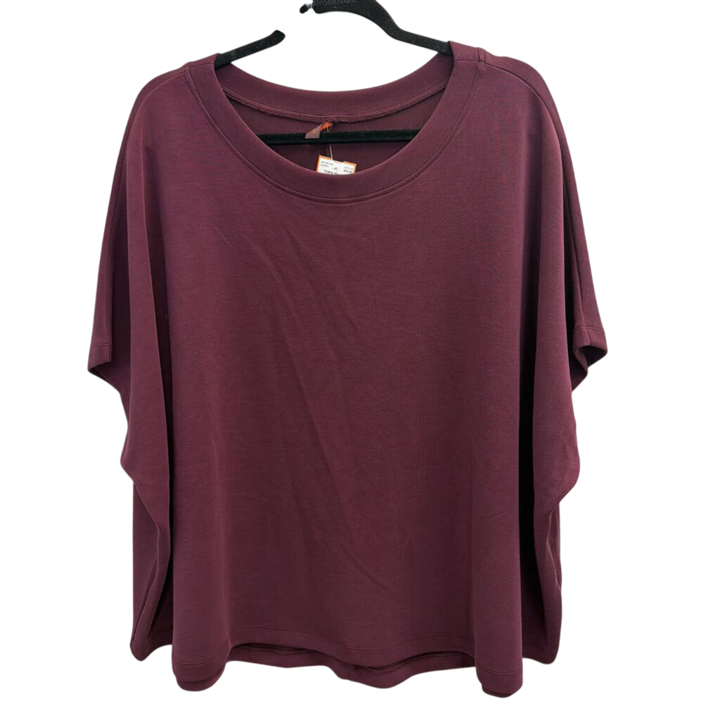 Mono B Soft Burgundy Short Sleeve Top Large