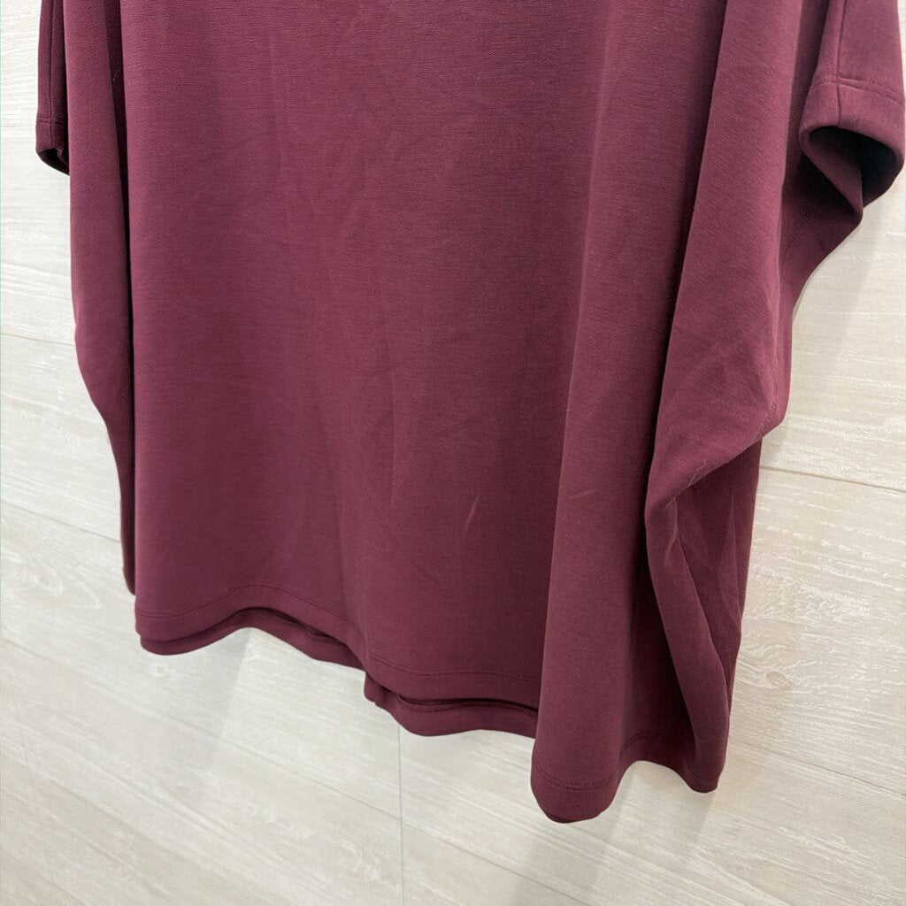 Mono B Soft Burgundy Short Sleeve Top Large