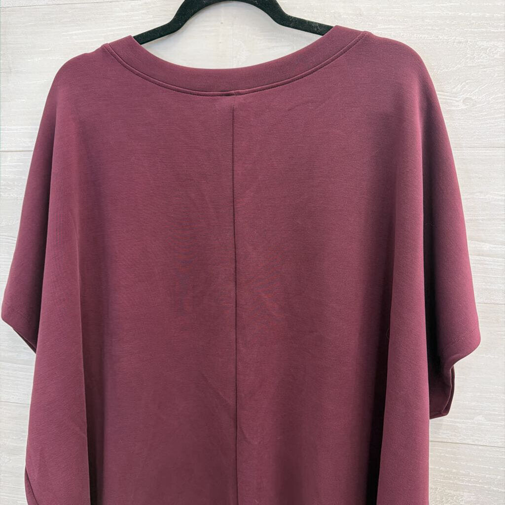 Mono B Soft Burgundy Short Sleeve Top Large