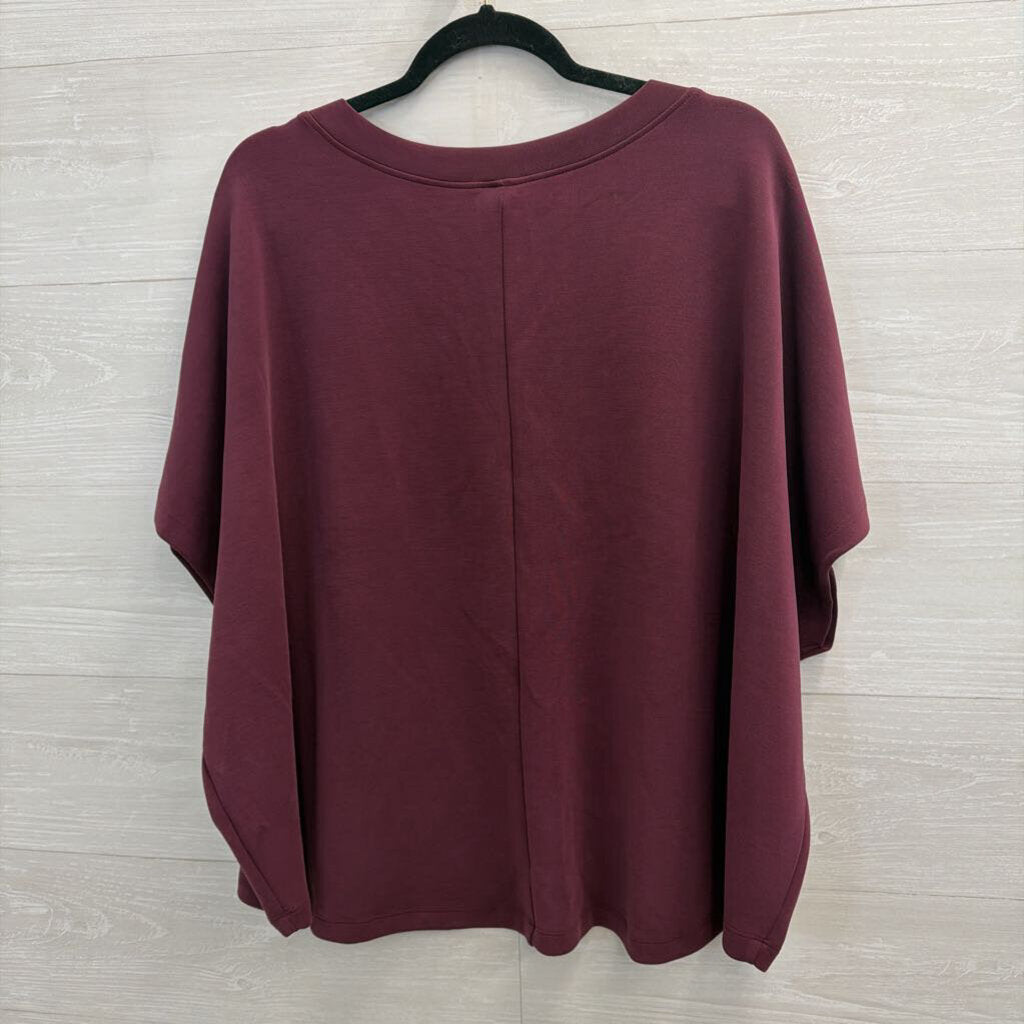 Mono B Soft Burgundy Short Sleeve Top Large
