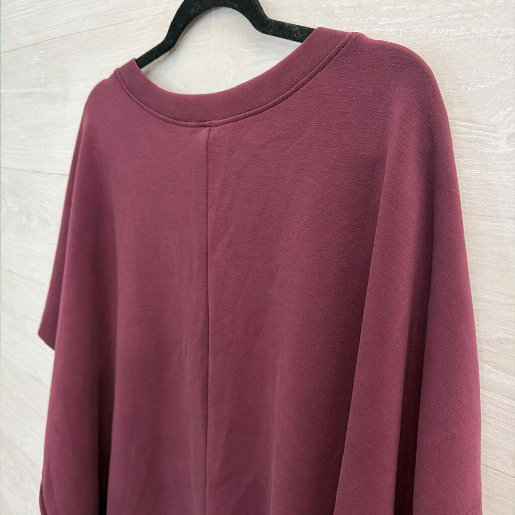 Mono B Soft Burgundy Short Sleeve Top Large