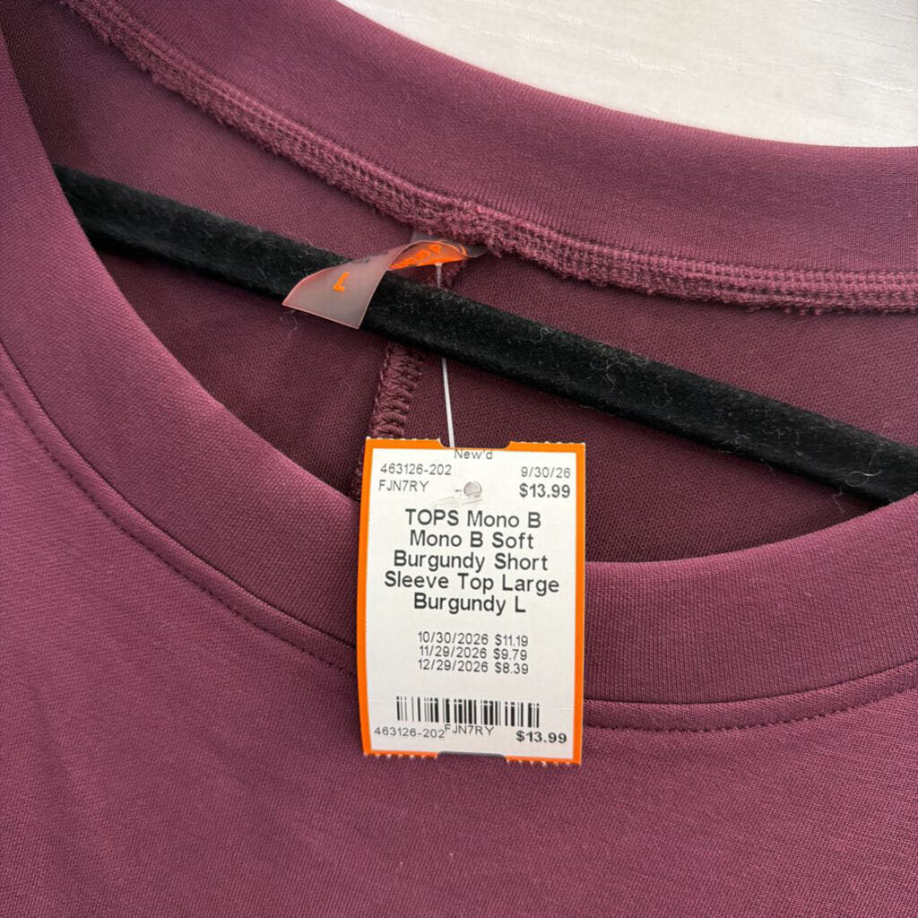 Mono B Soft Burgundy Short Sleeve Top Large