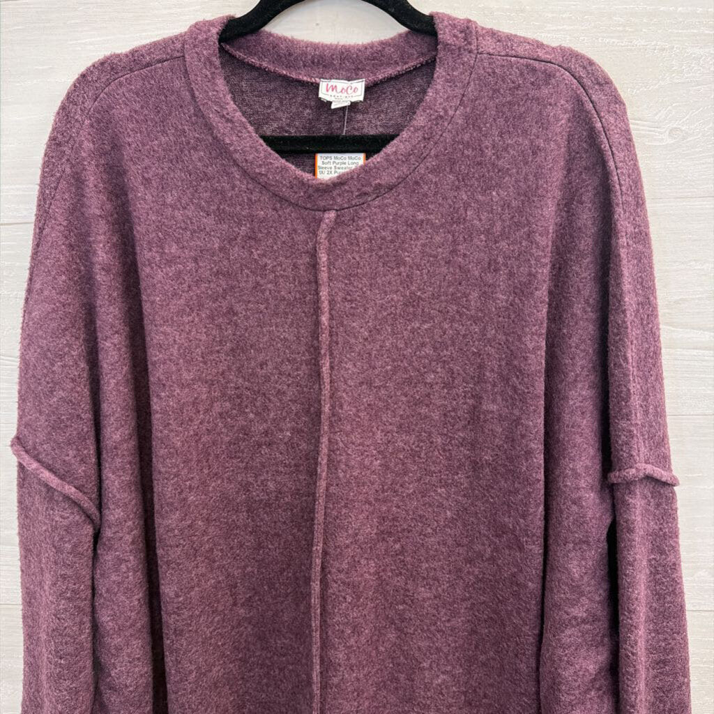 MoCo Soft Purple Long Sleeve Sweater Top 1X/ 2X