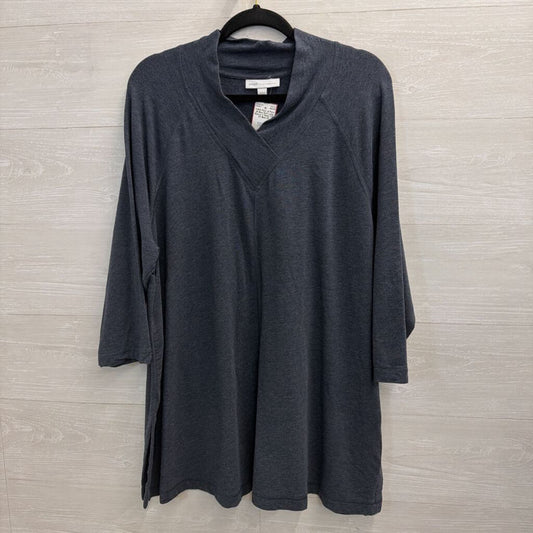 Pure Jill Blue Soft Long Sleeve V Neck Top 2X
