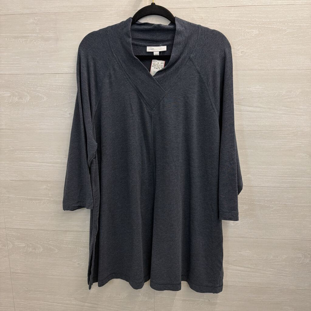 Pure Jill Blue Soft Long Sleeve V Neck Top 2X