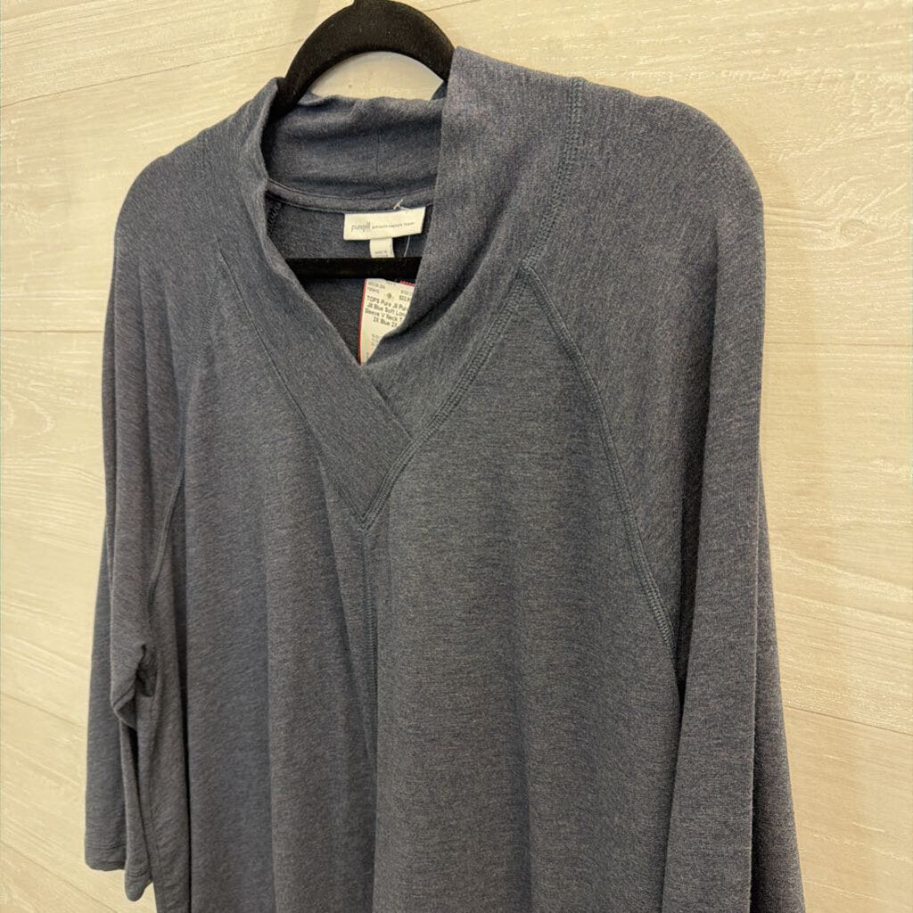 Pure Jill Blue Soft Long Sleeve V Neck Top 2X