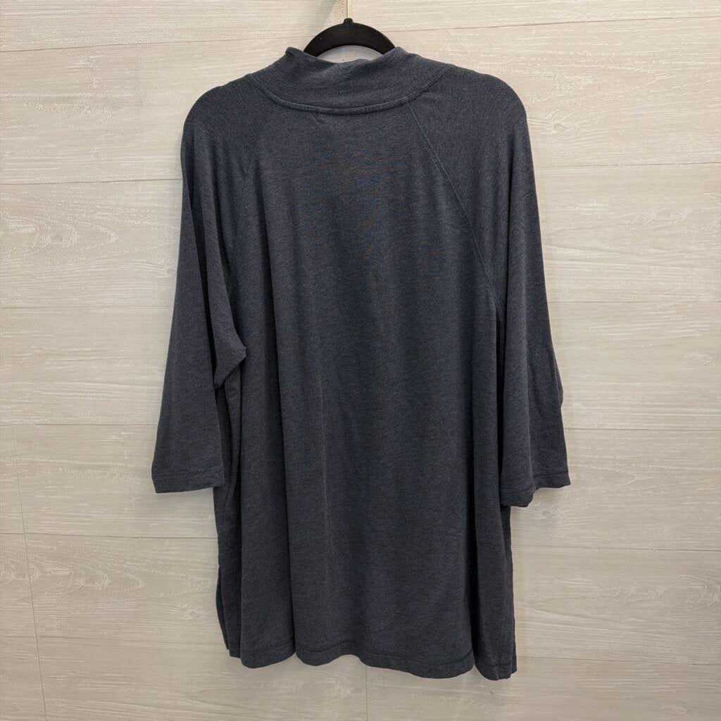 Pure Jill Blue Soft Long Sleeve V Neck Top 2X