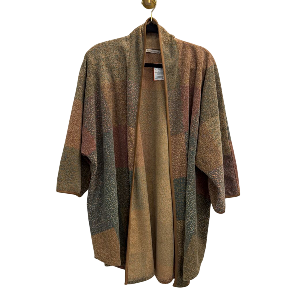 Soft Surroundings Brown/ Green Print Open Front Sweater Top Large/ Extra Large