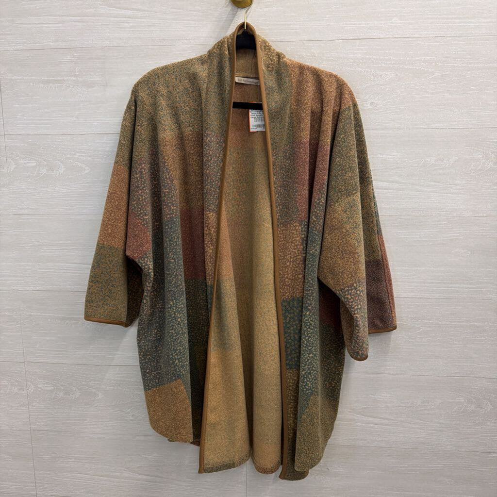 Soft Surroundings Brown/ Green Print Open Front Sweater Top Large/ Extra Large