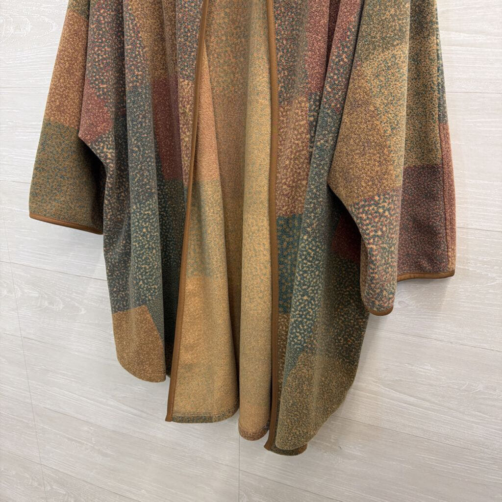 Soft Surroundings Brown/ Green Print Open Front Sweater Top Large/ Extra Large