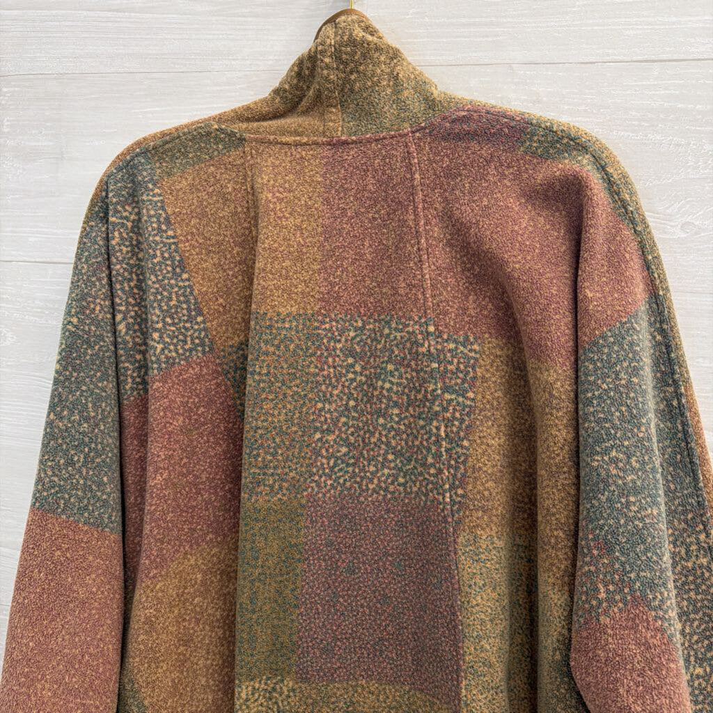 Soft Surroundings Brown/ Green Print Open Front Sweater Top Large/ Extra Large