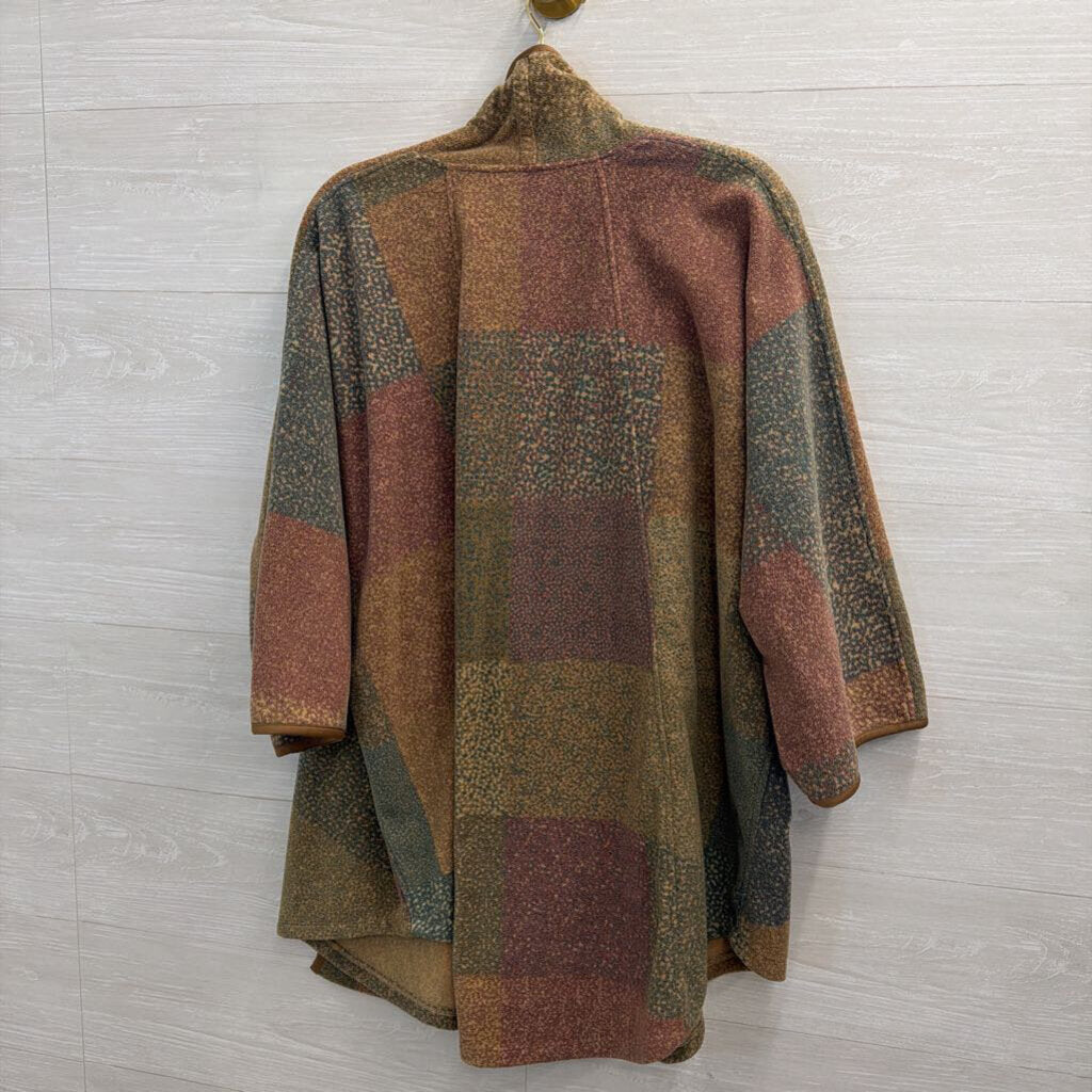 Soft Surroundings Brown/ Green Print Open Front Sweater Top Large/ Extra Large