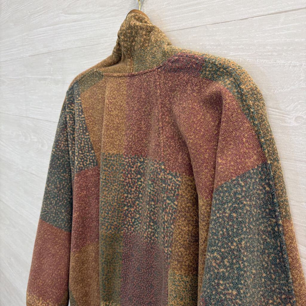 Soft Surroundings Brown/ Green Print Open Front Sweater Top Large/ Extra Large