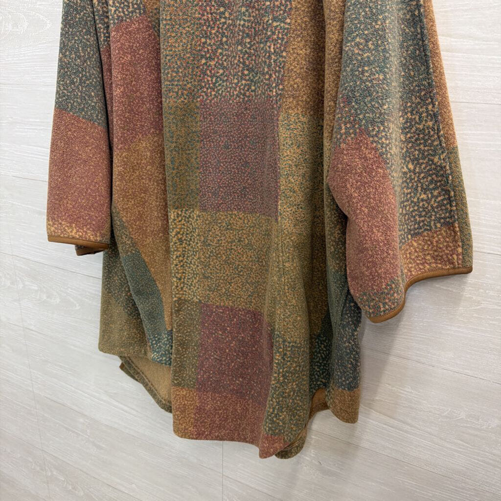 Soft Surroundings Brown/ Green Print Open Front Sweater Top Large/ Extra Large
