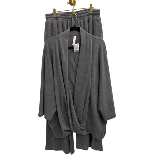 Dear Scarlett Grey Ribbed Knit Long Sleeve Top/ Wide Leg Pants Set Extra Large
