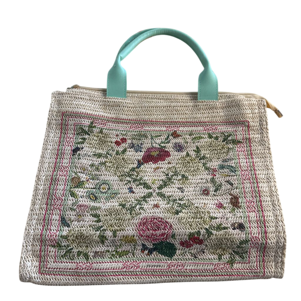 Comfy Lux Biege/ Mint Patterned Tote Purse