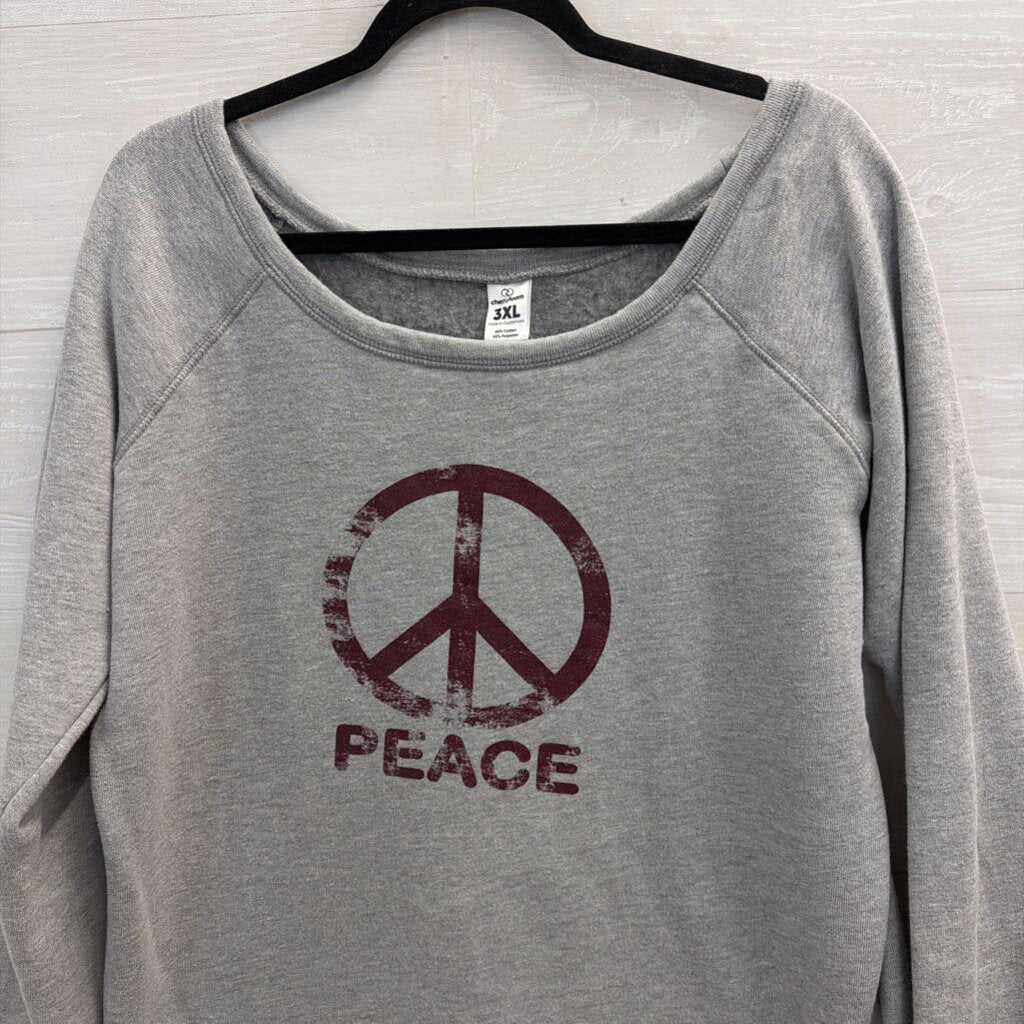 Cherry Loom Grey Peace Long Sleeve Pullover 3XL
