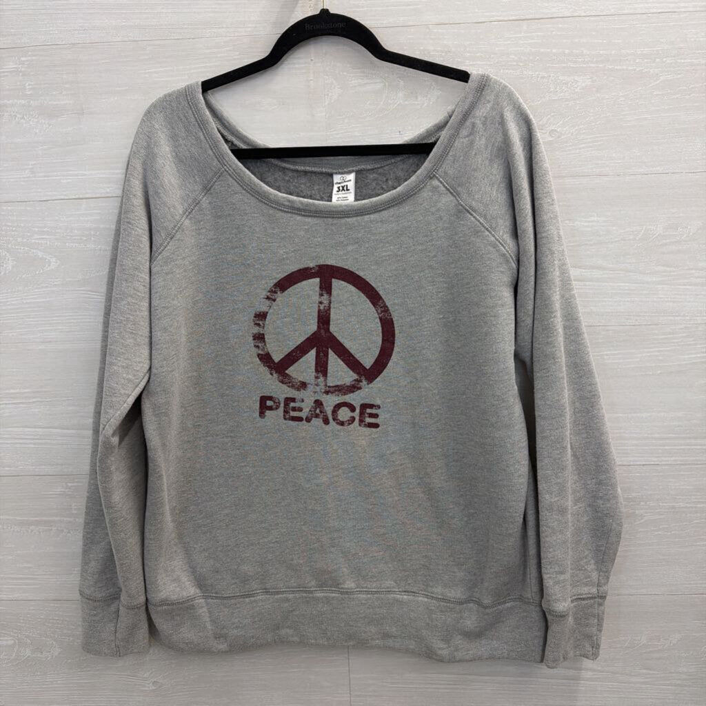 Cherry Loom Grey Peace Long Sleeve Pullover 3XL