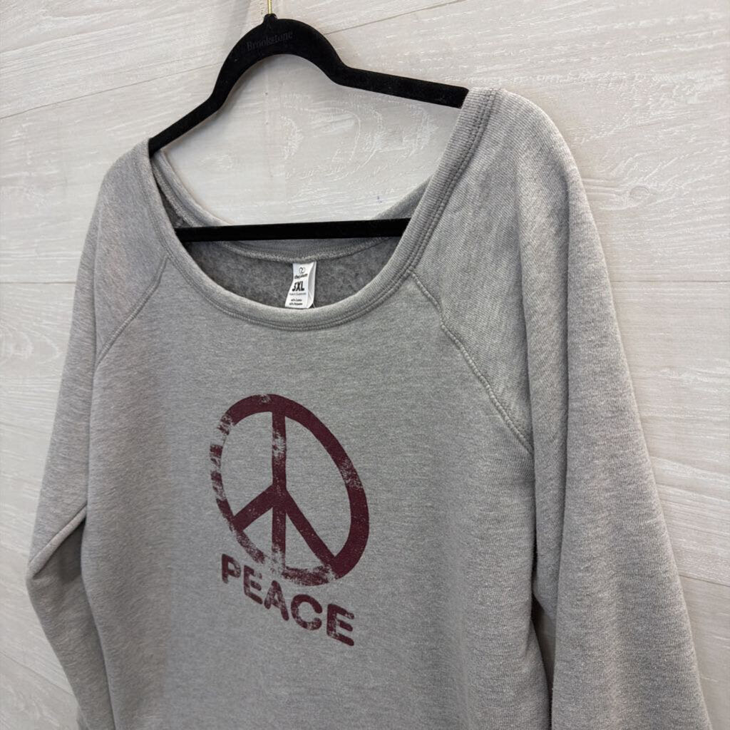 Cherry Loom Grey Peace Long Sleeve Pullover 3XL