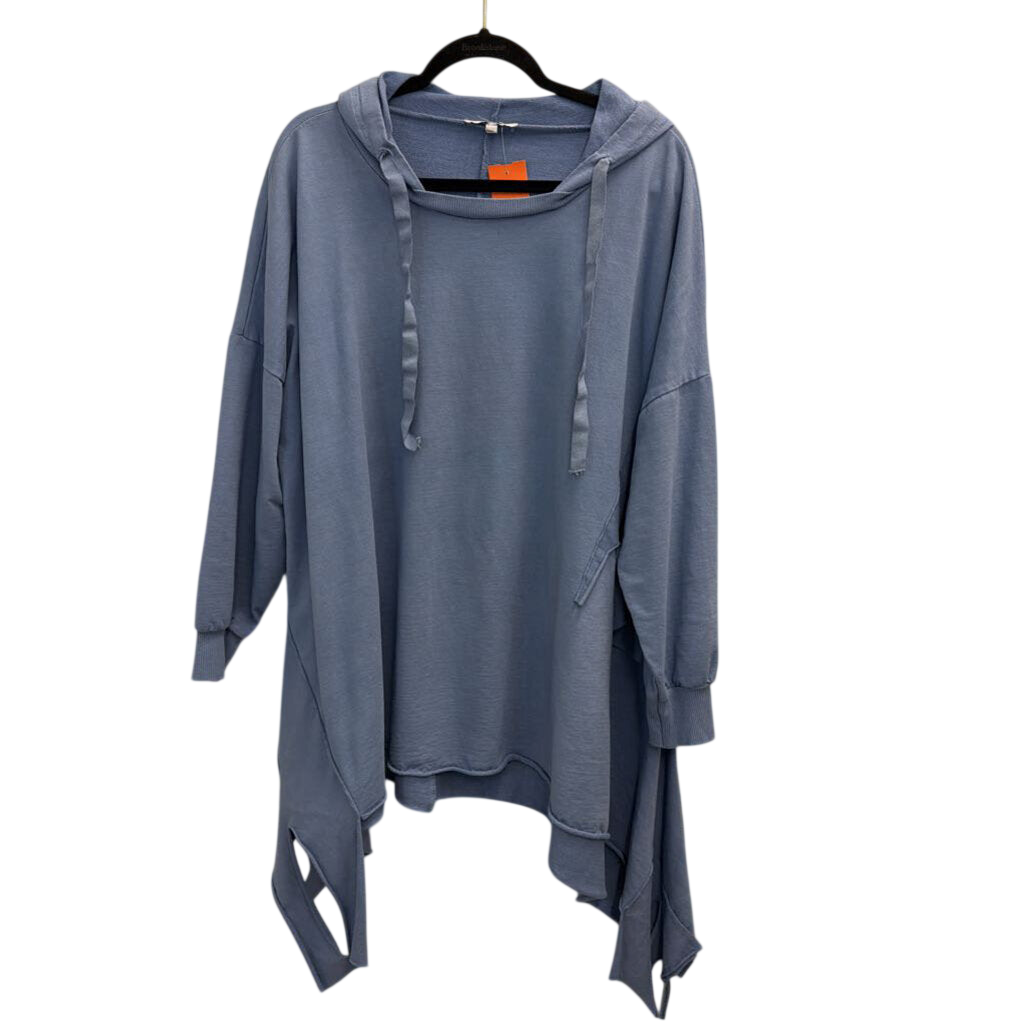 Tempo Paris Blue Long Sleeve Hooded Pullover Medium/ Large