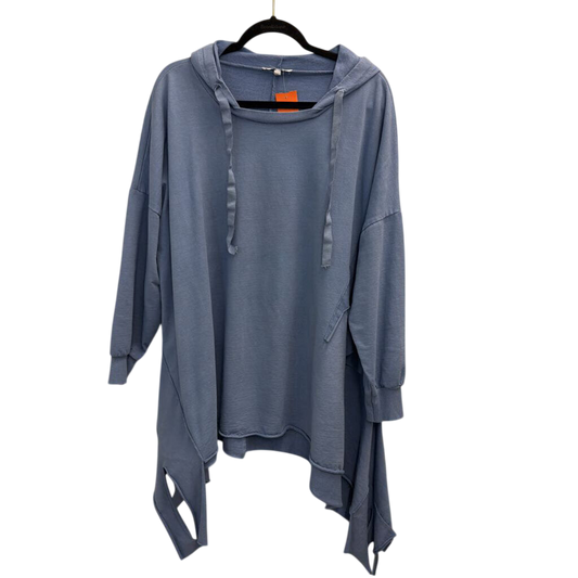Tempo Paris Blue Long Sleeve Hooded Pullover Medium/ Large